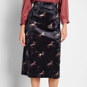 ModCloth Plot Thickens Velvet Horse Pencil Skirt